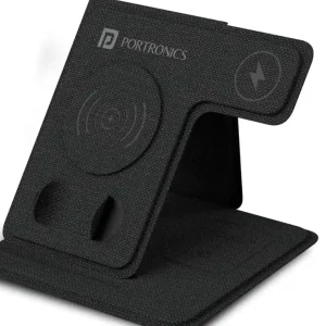 Portronics Freedom Fold 3 – 15W 3-in-1 Foldable Wireless Charger (Black)